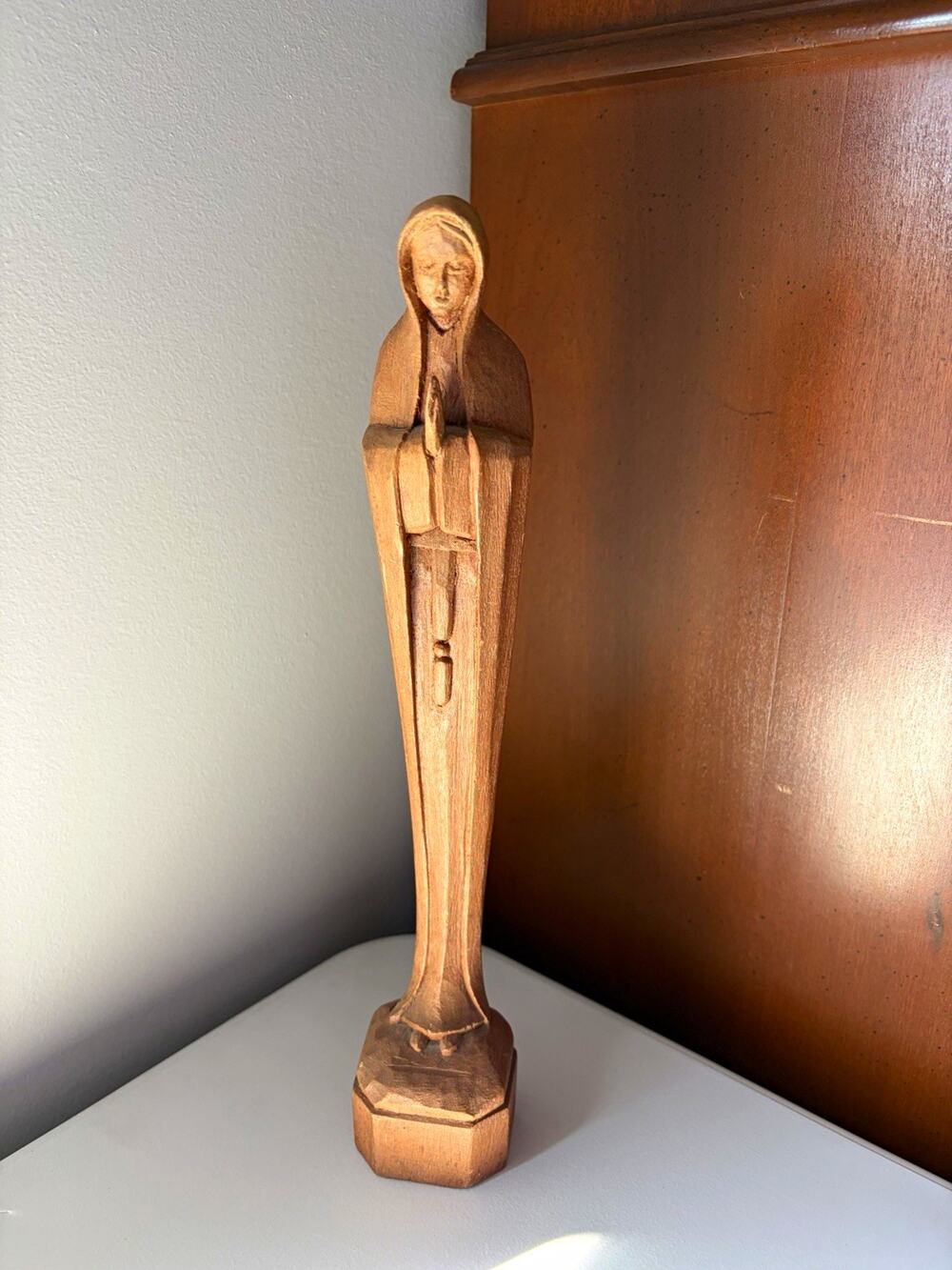 Hand Carved Wooden Brown Religious Sculpture Statue Figure